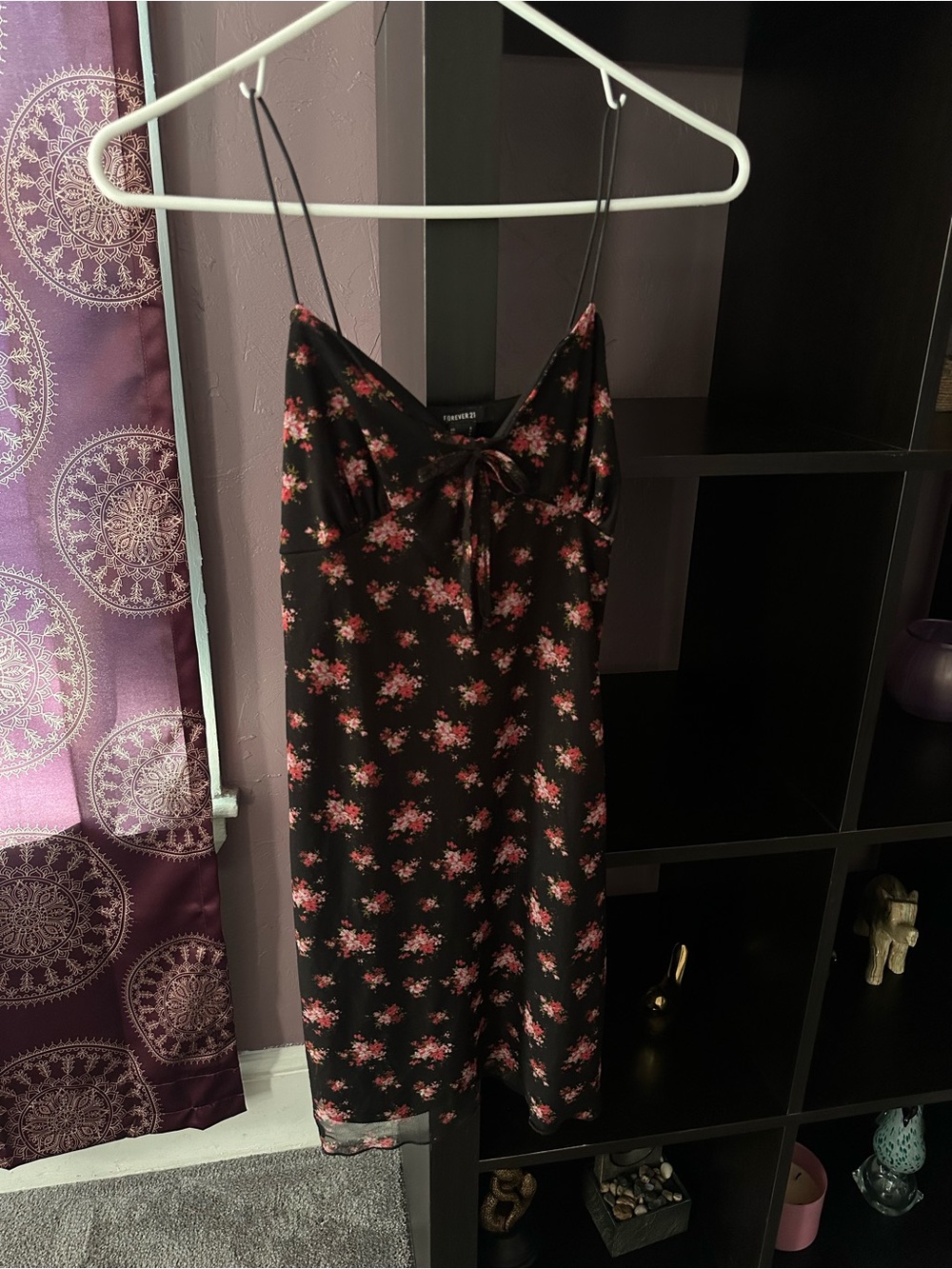 Forever 21 Black Dress with Pink Floral Print